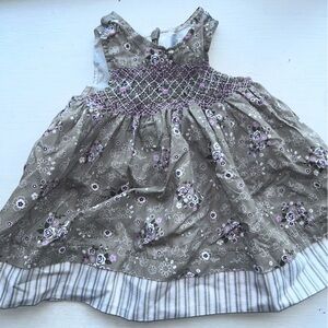 Children’s Place 3-6 m Gray Floral Dress with Purple Highlights worn once
